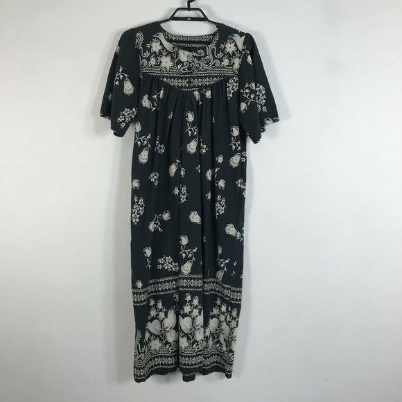 Dresses & Skirts - Vintage 90s Hawaiian House Dress Size‎ M Cotton Short Sleeve Womens Midi *Fading